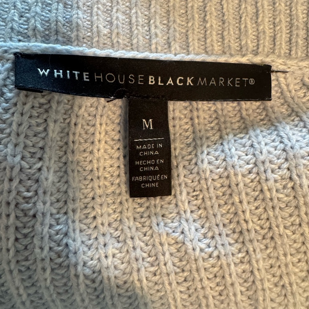 White House Black Market Soft Blue V-Neck Sweater - Picture 6 of 6
